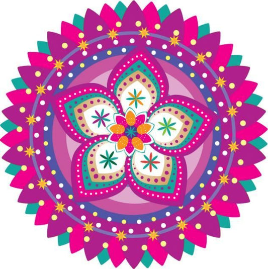 Diwali Rangoli Stickers Pink Design