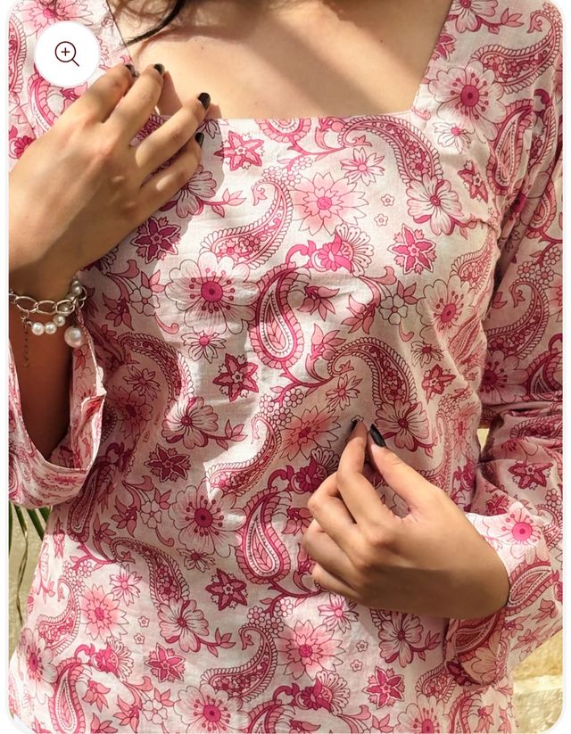 Women's Printed Straight Sleeveless Square Neck Flared Short Kurti for Women & Girls