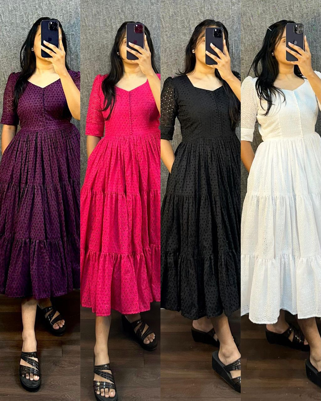 Women's Hakoba Cotton Tiered Midi Dres