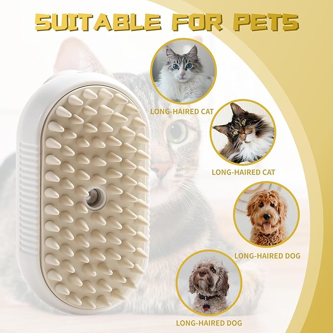 3-in-1 Steam Brush with Steamer - Suitable for Cats, Dogs and All Pets