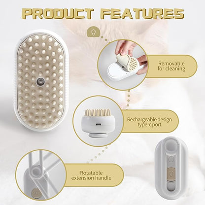 3-in-1 Steam Brush with Steamer - Suitable for Cats, Dogs and All Pets