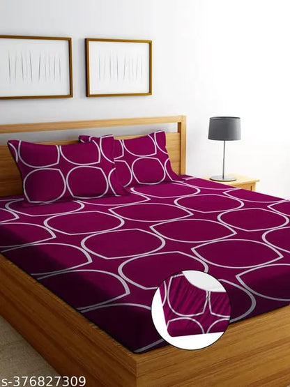 Maroon Retro Ring Fitted Bed Set