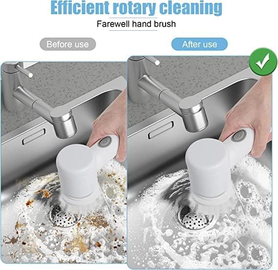 Electric Cleaning Brush, Electric Rotary Cleaning Brush with 3 Brush Heads