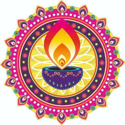 Diwali Rangoli Stickers Blue Diya