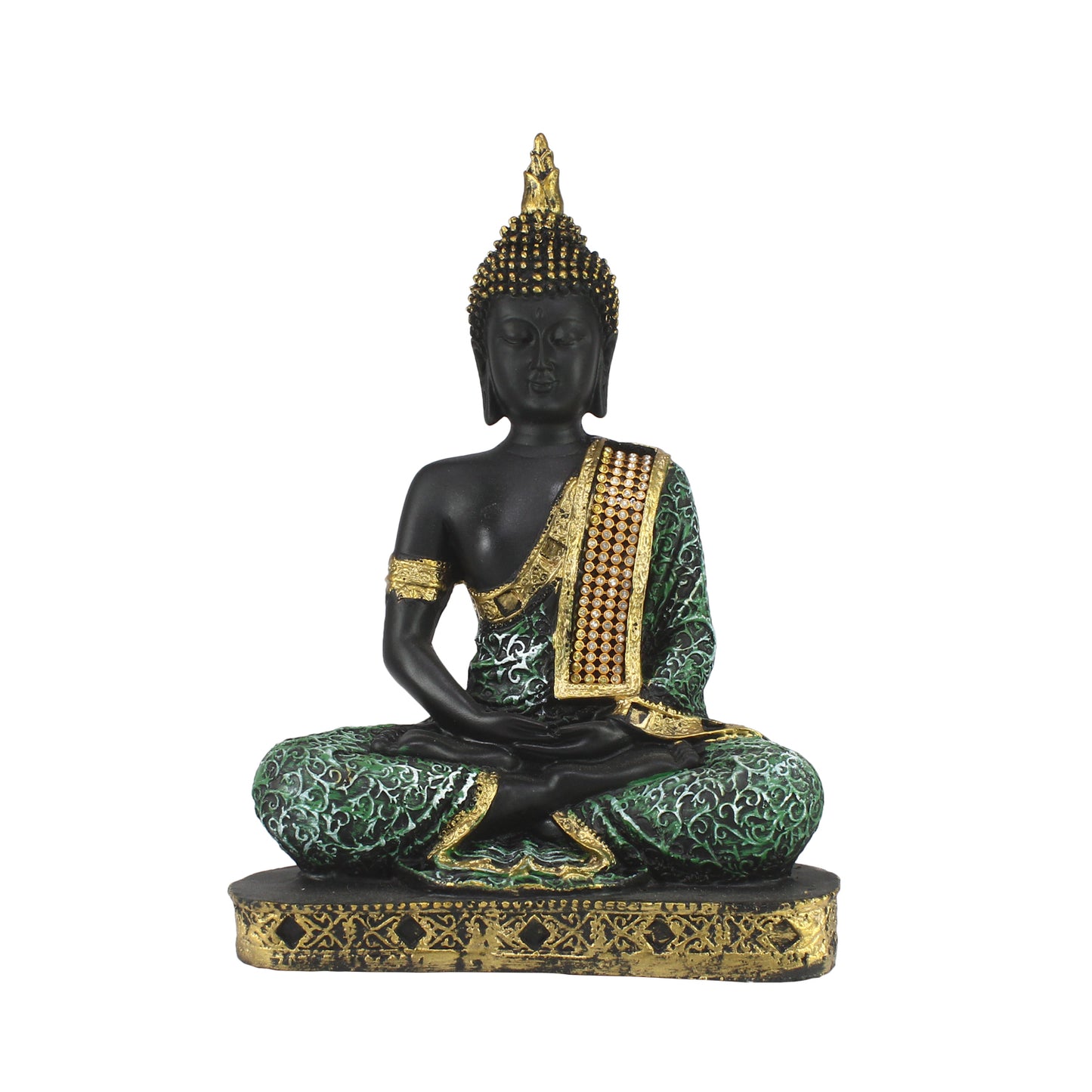 eCraftIndia Green Meditating Buddha Decorative Showpiece
