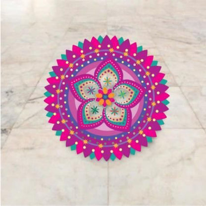 Diwali Rangoli Stickers Pink Design