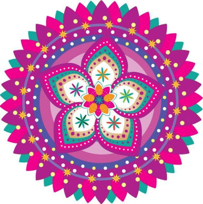 Diwali Rangoli Stickers Pink Design