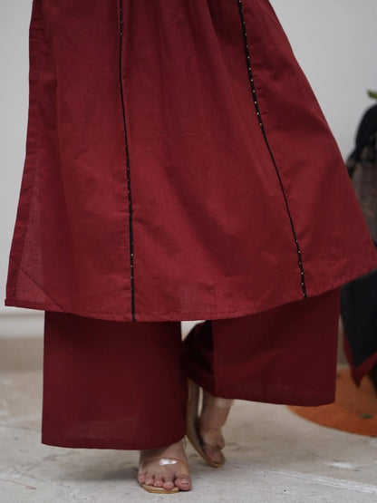 Women's Mirror Work Flared Anarkali Kurta Set