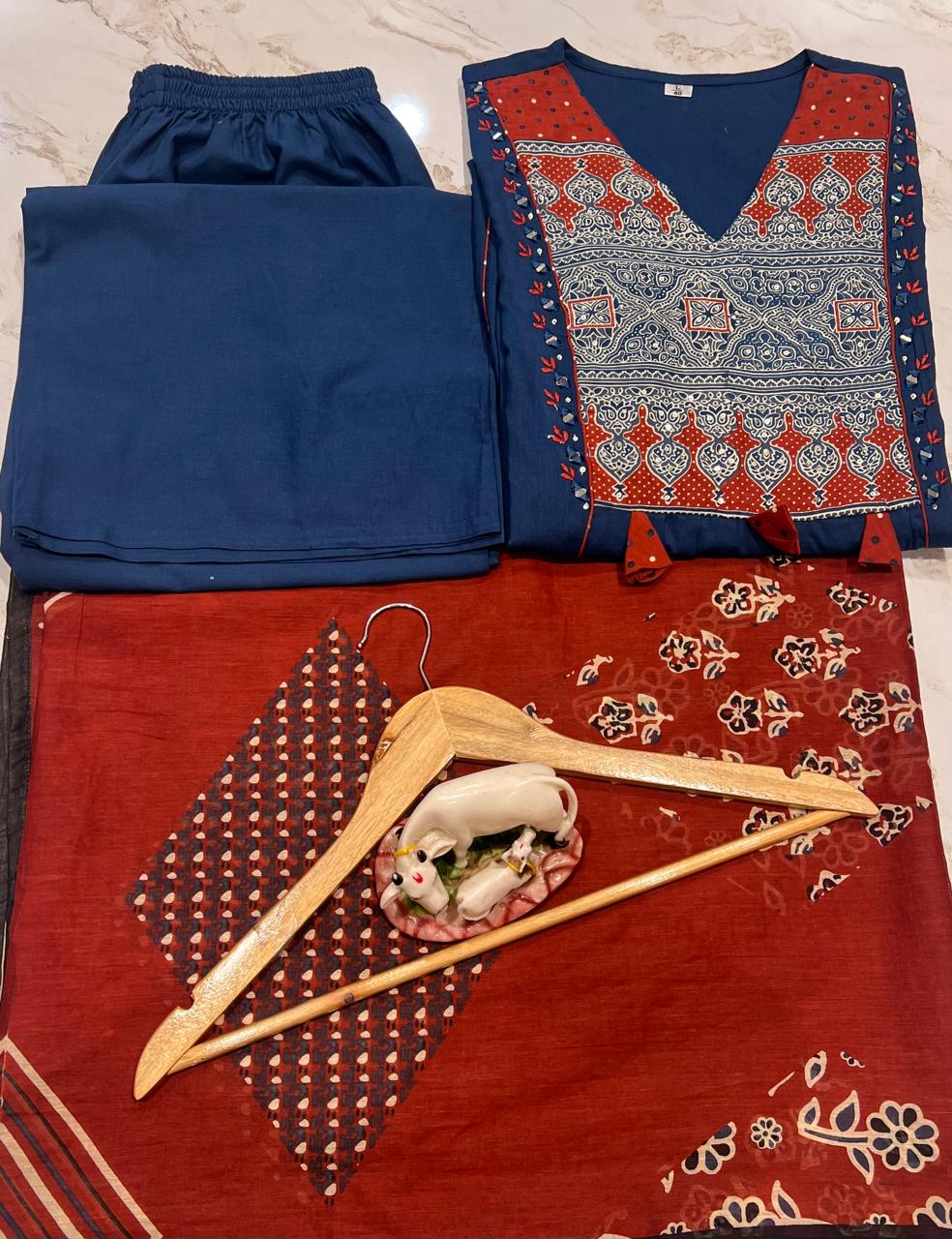 Women's Mirror Work Flared Anarkali Kurta Set