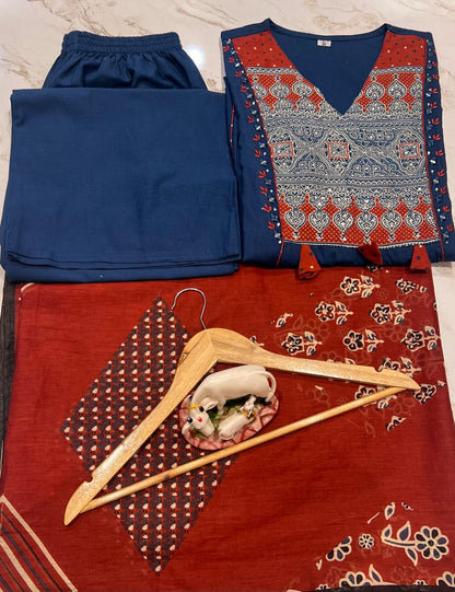 Women's Mirror Work Flared Anarkali Kurta Set