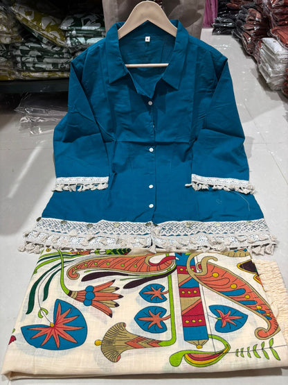 Lace Tunic Top & Artistic Printed Palazzo