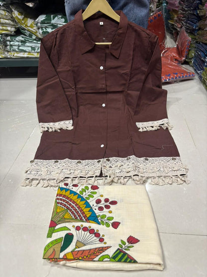 Lace Tunic Top & Artistic Printed Palazzo