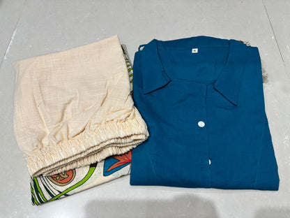 Lace Tunic Top & Artistic Printed Palazzo