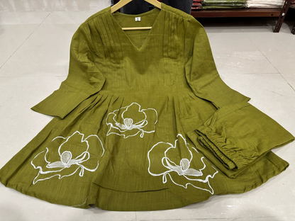 Women's Cotton Slub Peplum Co-ord Set