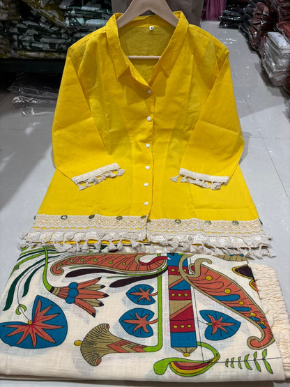 Lace Tunic Top & Artistic Printed Palazzo