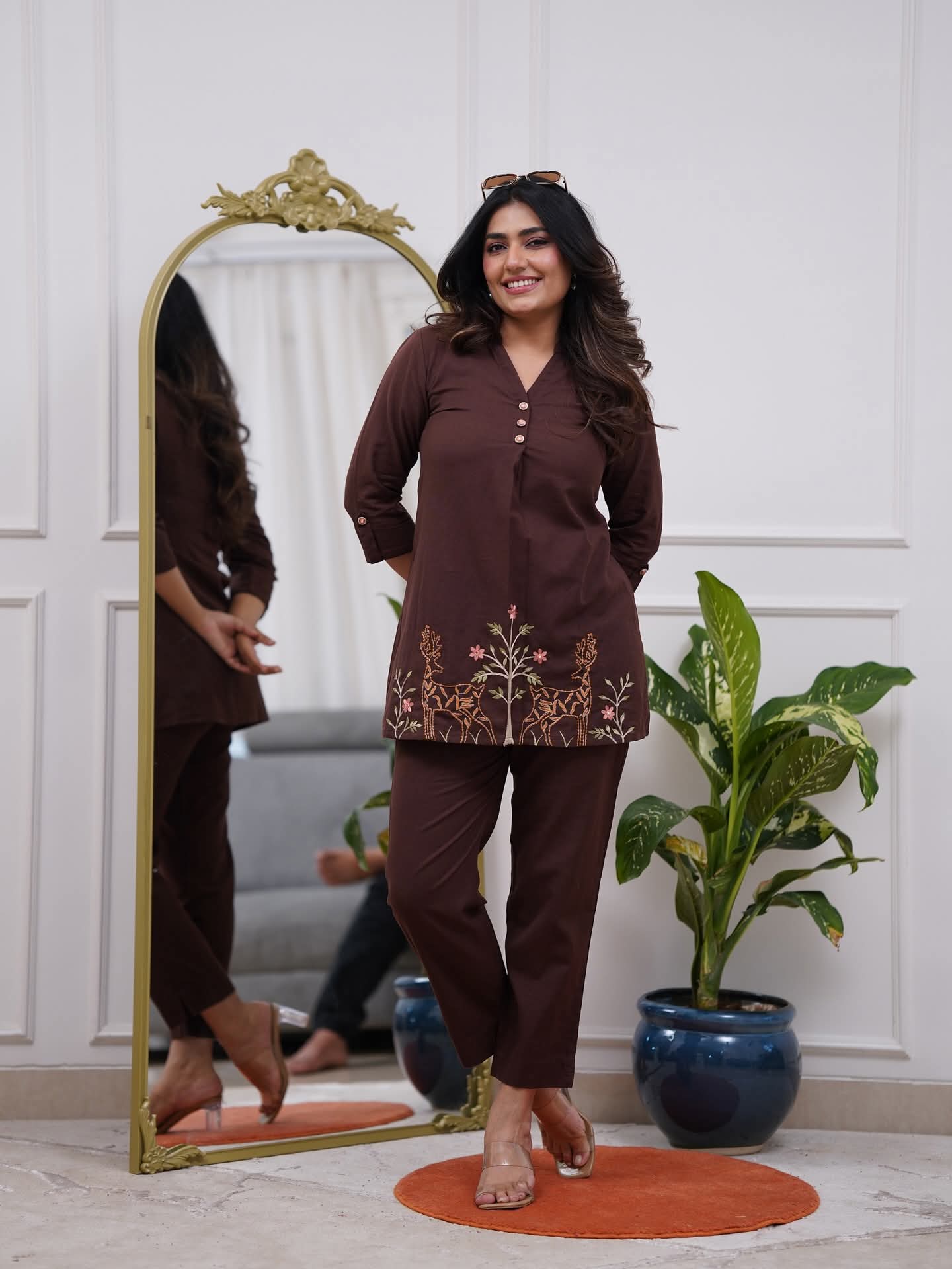 Women's Embroidered Cotton Co-ord Set