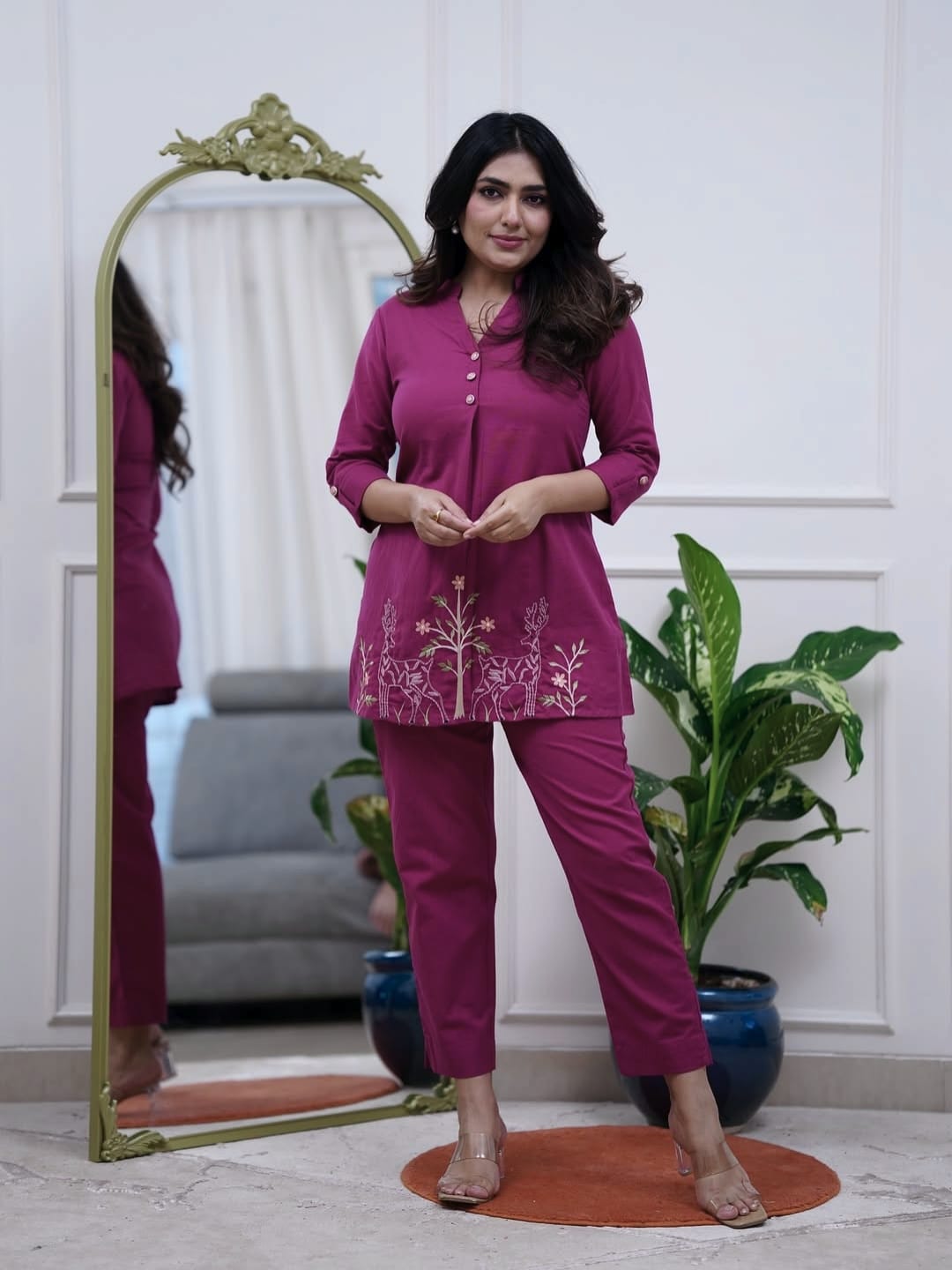 Women's Embroidered Cotton Co-ord Set
