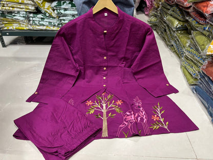 Women's Embroidered Cotton Co-ord Set