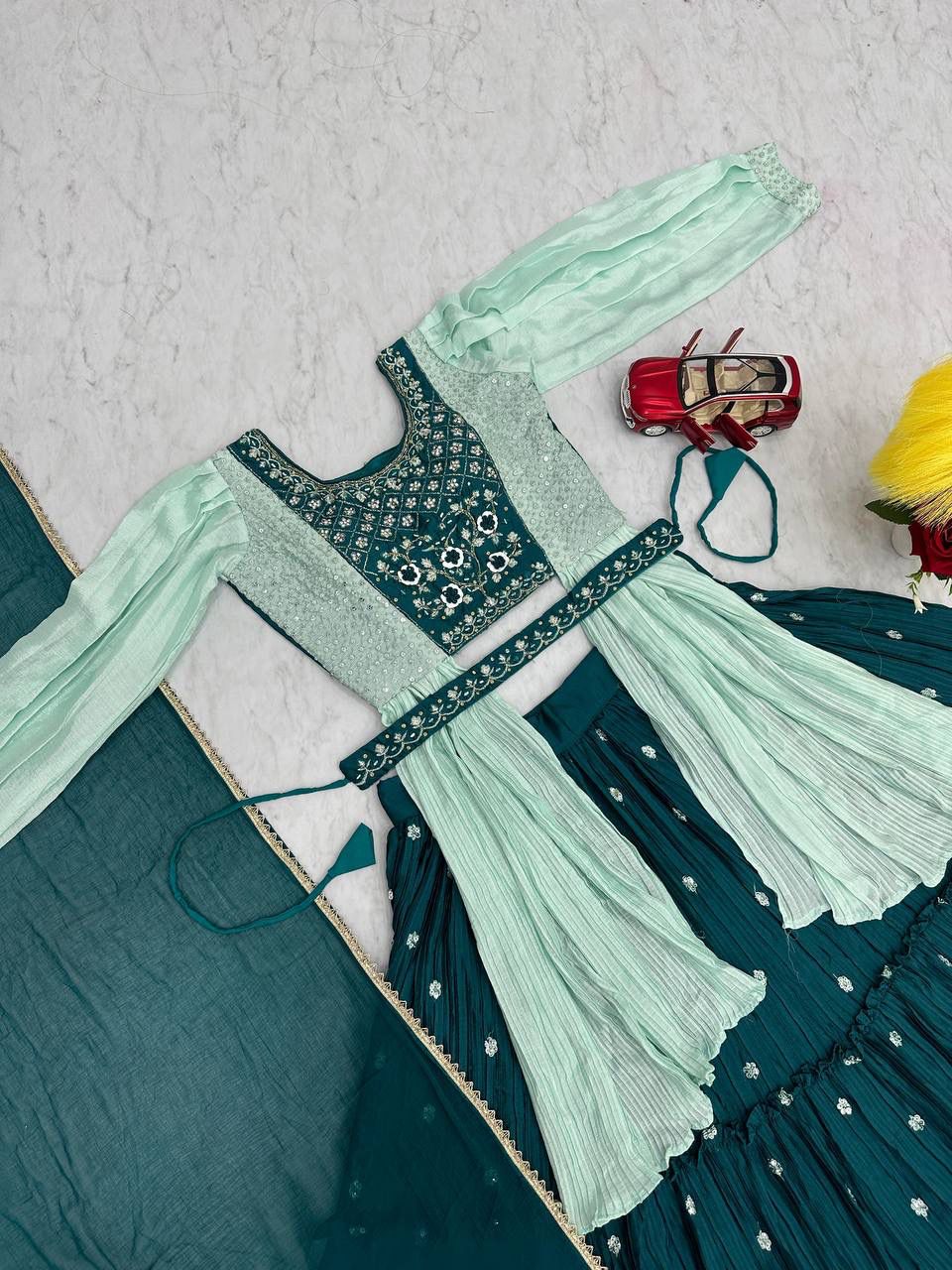 Designer Chinon Lehenga Set