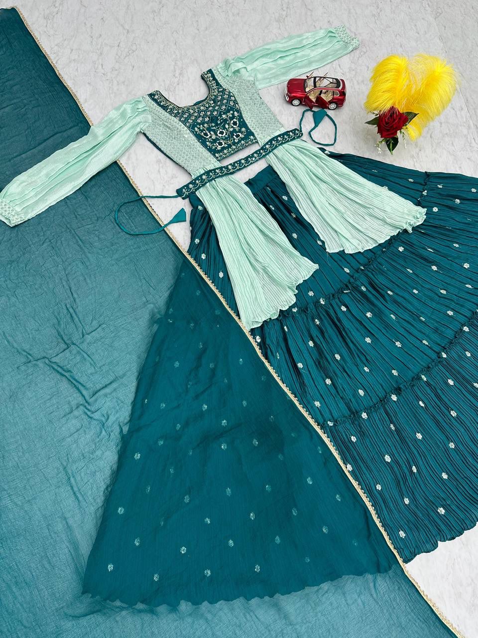 Designer Chinon Lehenga Set