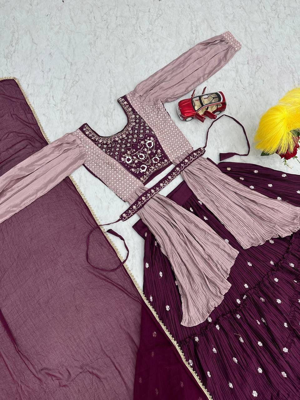 Designer Chinon Lehenga Set