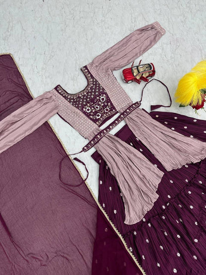 Designer Chinon Lehenga Set