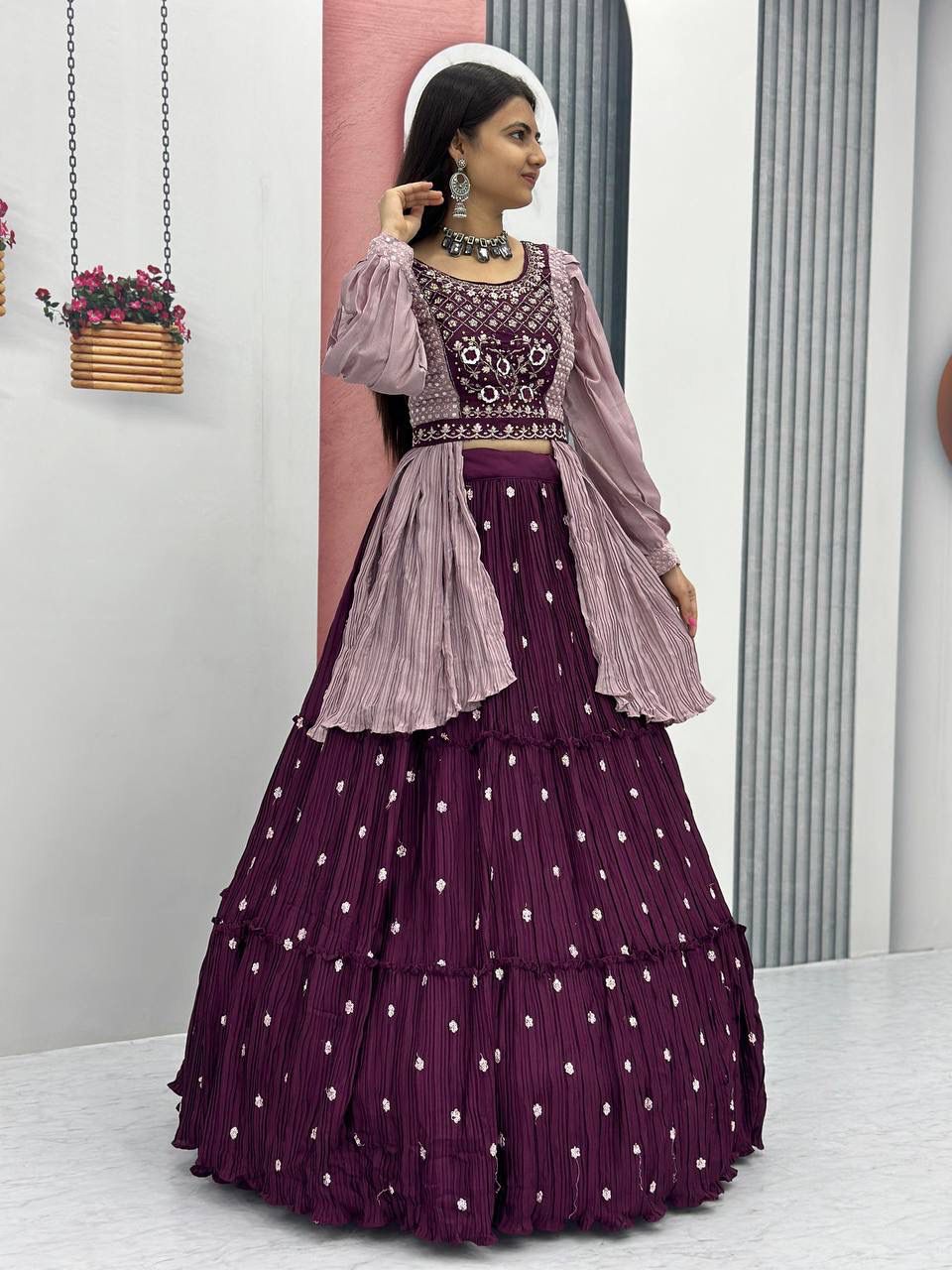 Designer Chinon Lehenga Set