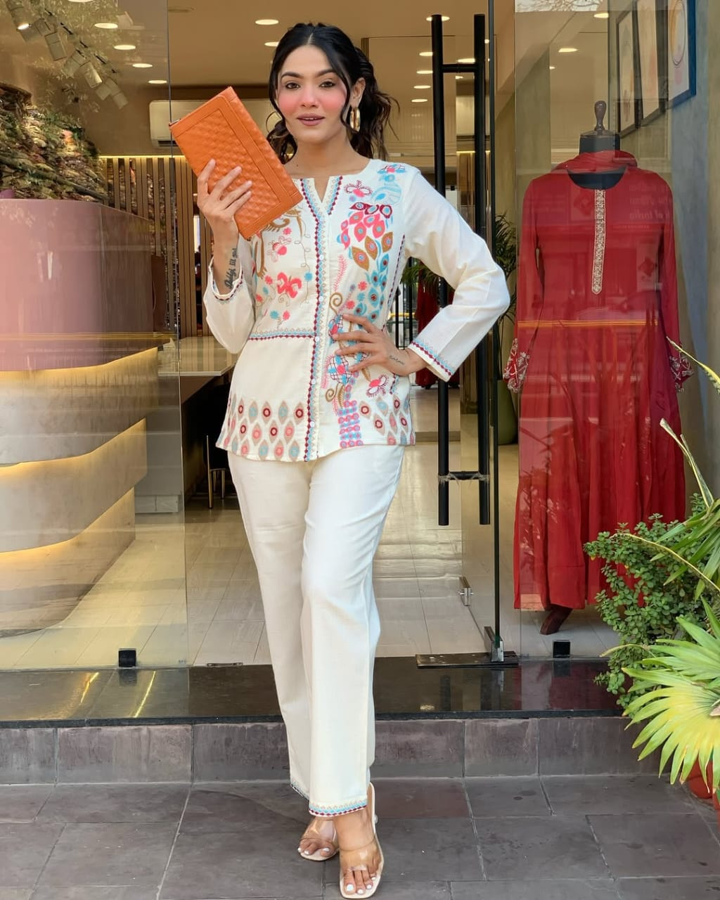 Women's Premium Cotton Co-ord Set with Heavy Embroidery