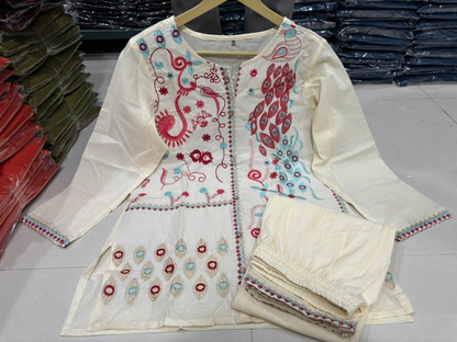 Women's Premium Cotton Co-ord Set with Heavy Embroidery