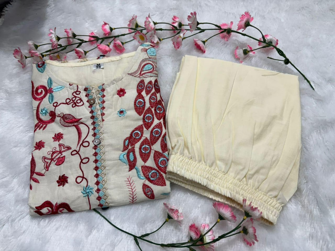 Women's Premium Cotton Co-ord Set with Heavy Embroidery