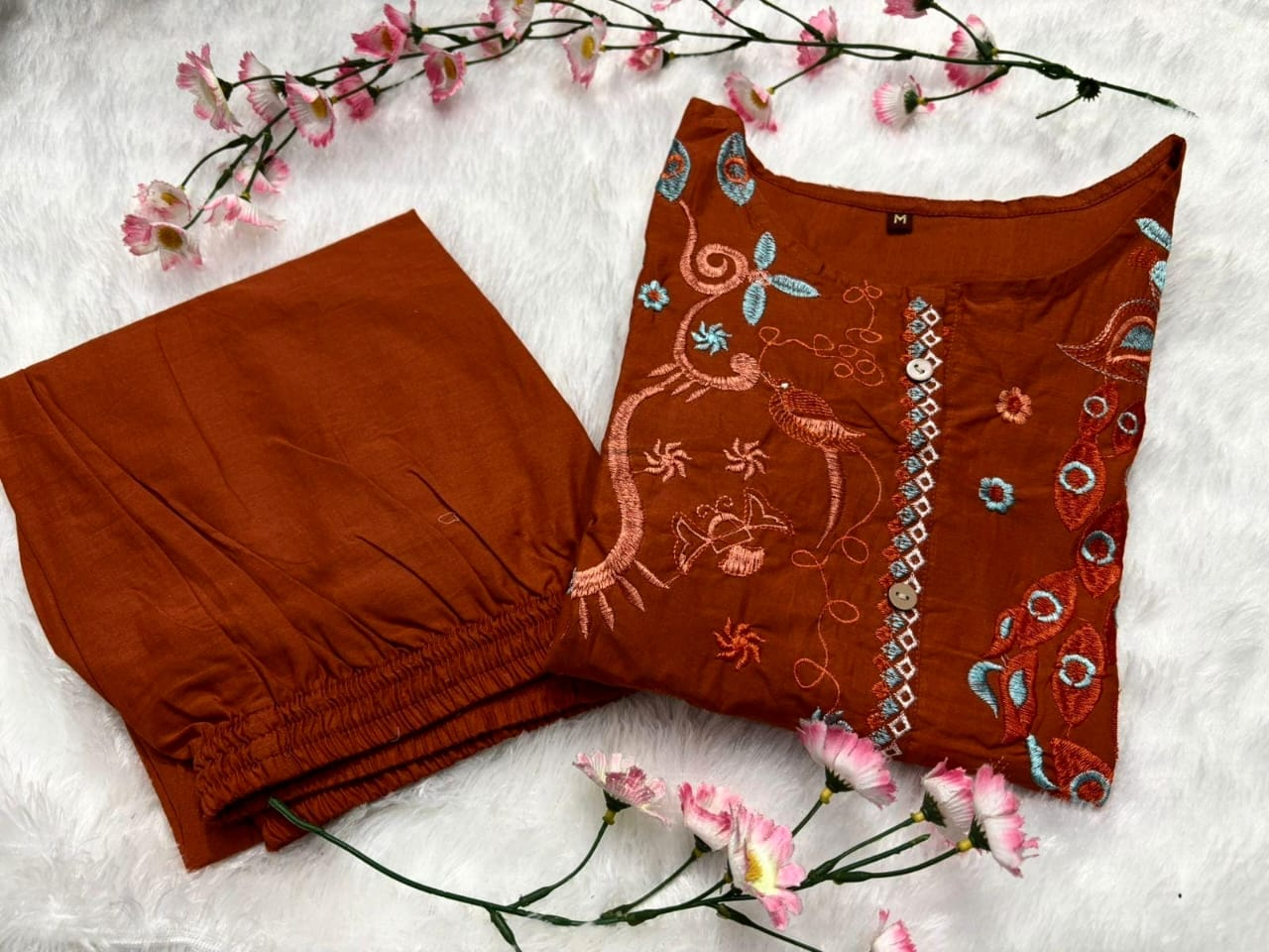 Women's Premium Cotton Co-ord Set with Heavy Embroidery