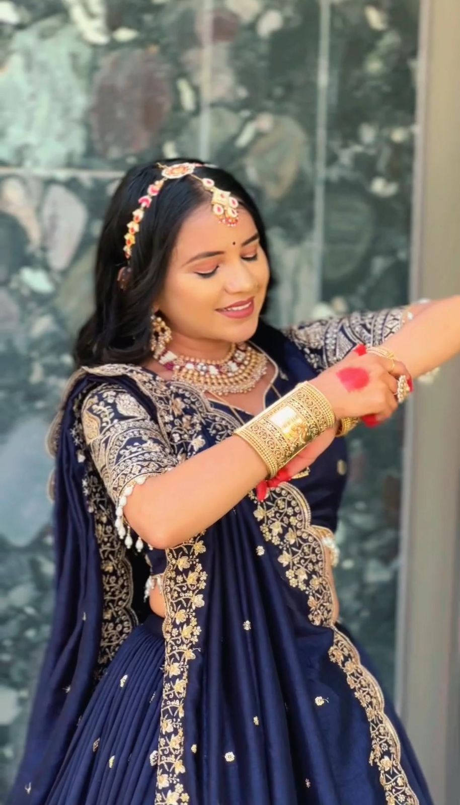 Designer Navy Blue Georgette Lehenga Choli with Heavy Thread Embroidery