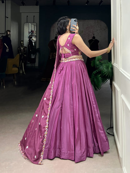 Designer Magenta Silk Crepe Lehenga Choli