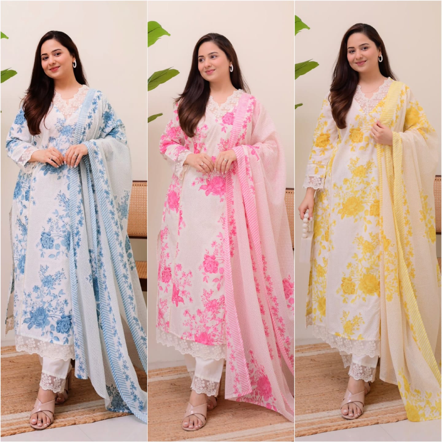 Women's Floral Print Cotton Kurta Set