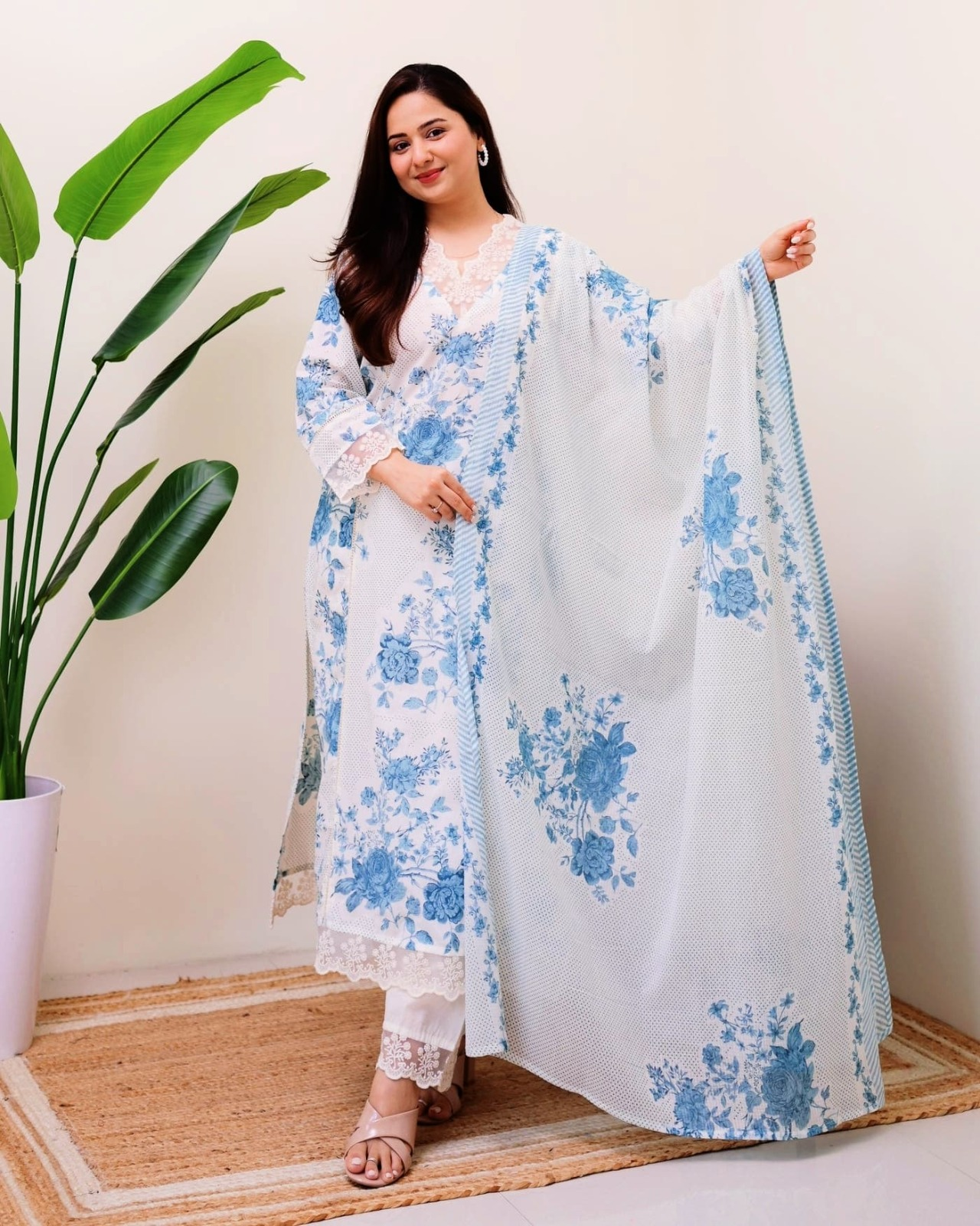 Women's Floral Print Cotton Kurta Set