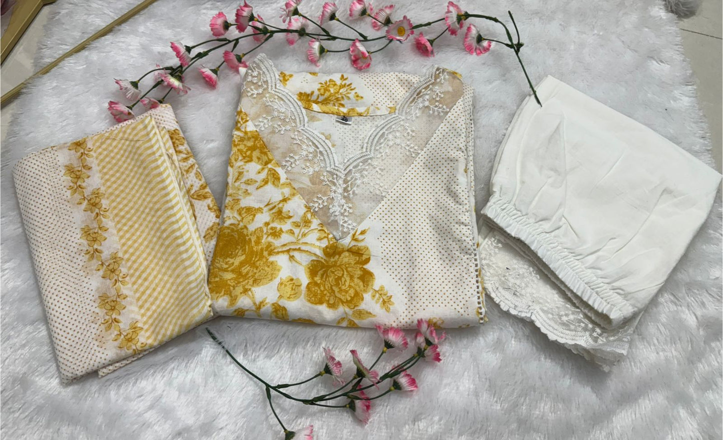 Women's Floral Print Cotton Kurta Set