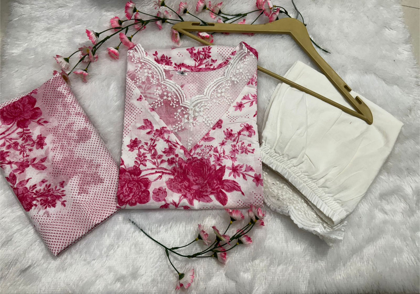 Women's Floral Print Cotton Kurta Set