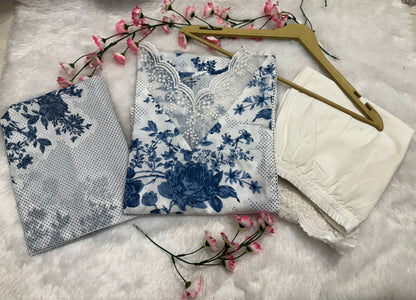 Women's Floral Print Cotton Kurta Set