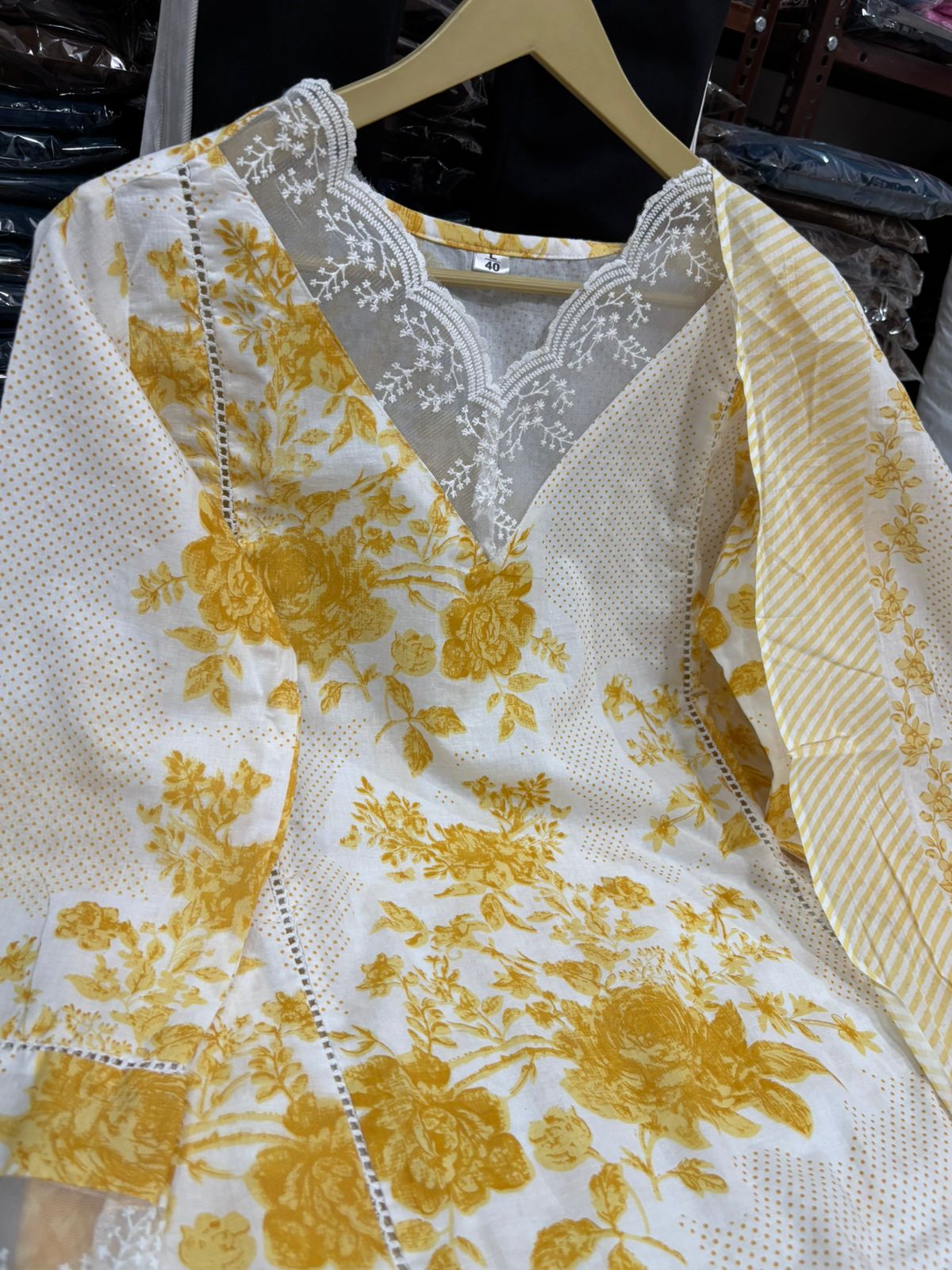 Women's Floral Print Cotton Kurta Set