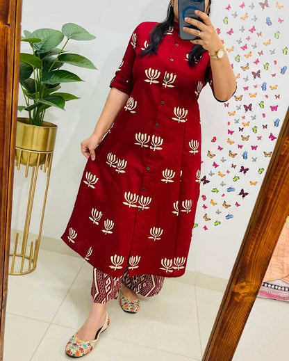 Women's Cotton Mix & Match Print Kurta Pant Set