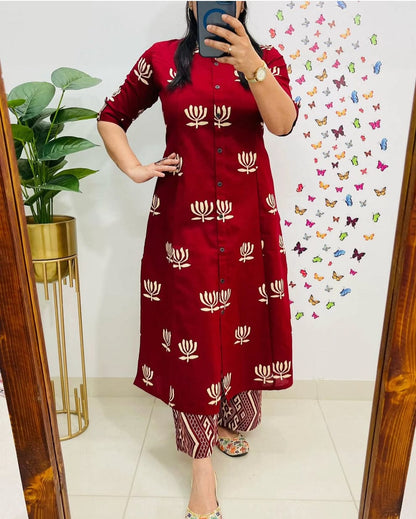 Women's Cotton Mix & Match Print Kurta Pant Set