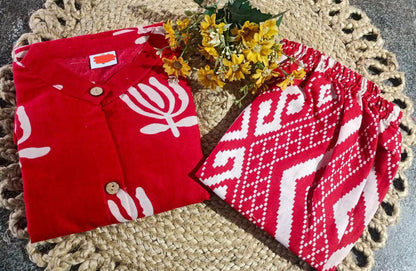 Women's Cotton Mix & Match Print Kurta Pant Set