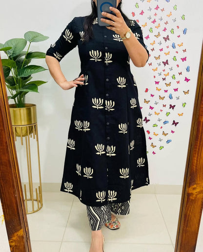 Women's Cotton Mix & Match Print Kurta Pant Set