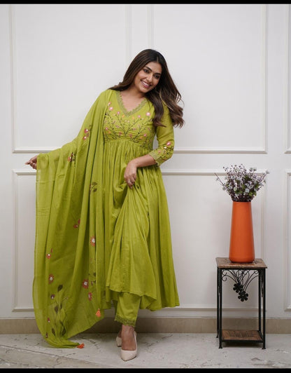 embroidered cotton kurta set
