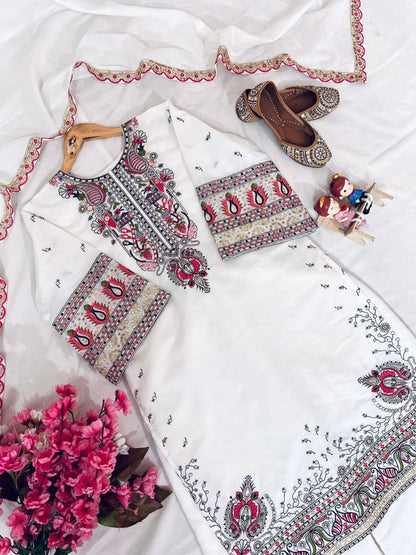 Designer Roman Silk Palazzo Set with Heavy Zari & Sequins Embroidery