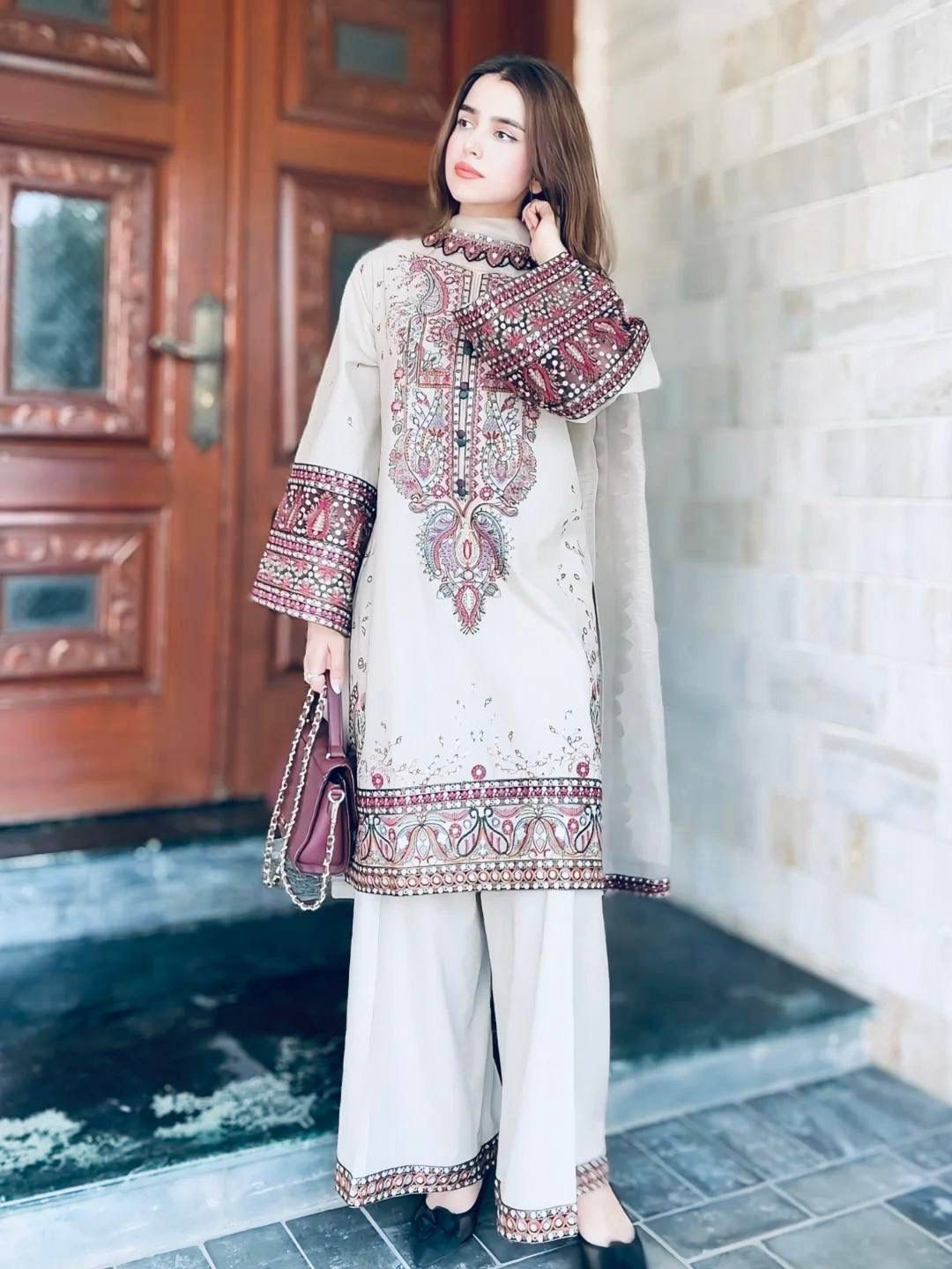 Designer Roman Silk Palazzo Set with Heavy Zari & Sequins Embroidery