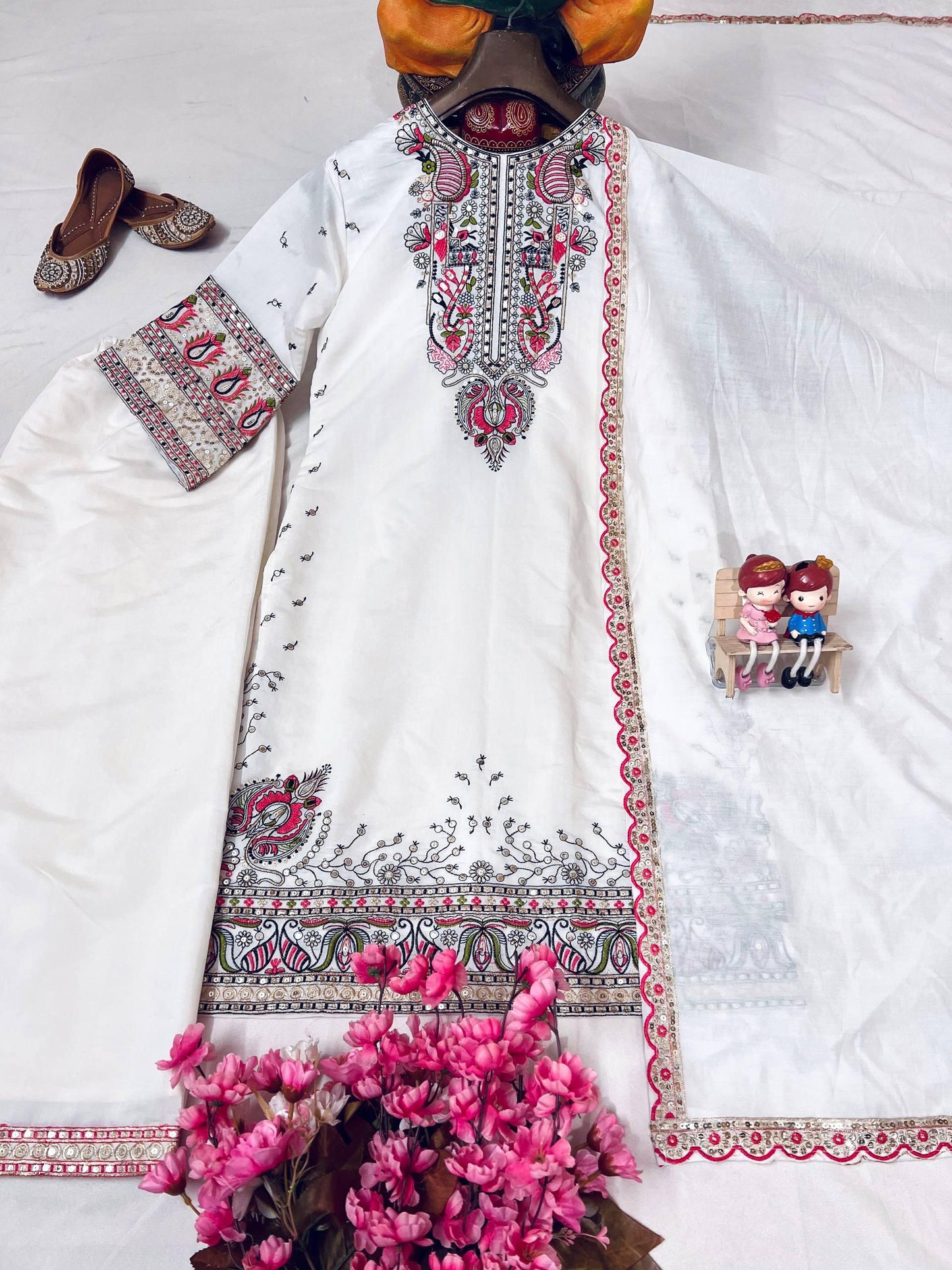 Designer Roman Silk Palazzo Set with Heavy Zari & Sequins Embroidery