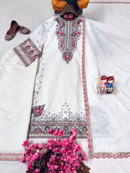 Designer Roman Silk Palazzo Set with Heavy Zari & Sequins Embroidery