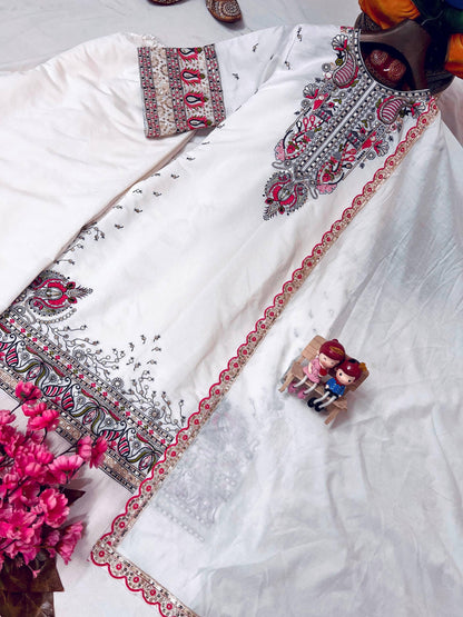 Designer Roman Silk Palazzo Set with Heavy Zari & Sequins Embroidery