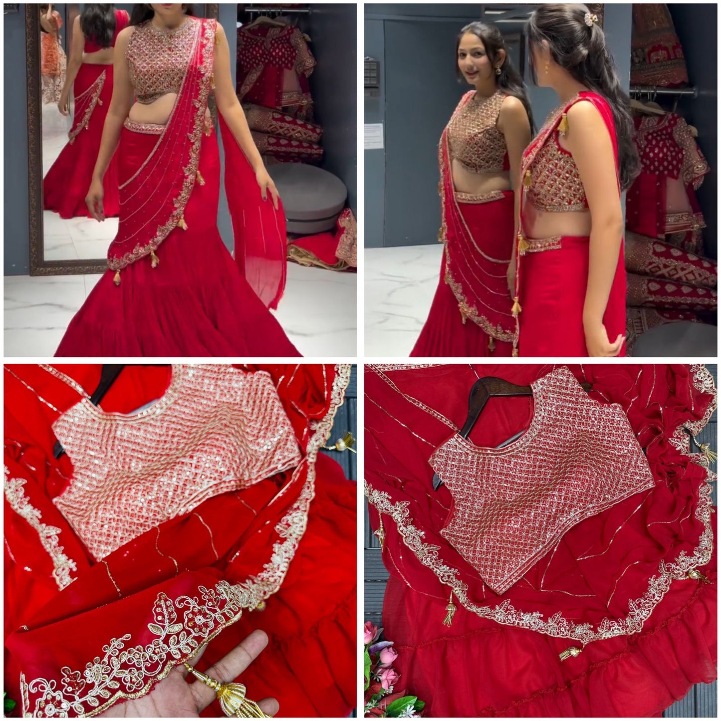 Red Sharara Lehenga Choli